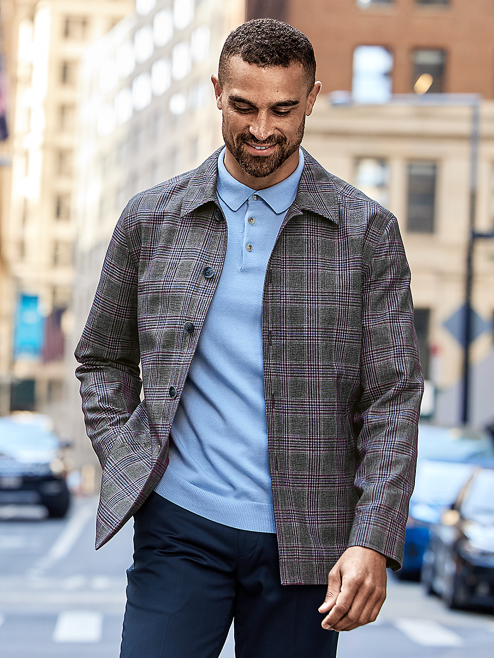 Alternate Image of Microfiber Plaid Shirt Jacket-1