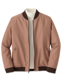 Microfiber Check Baseball Jacket - Burgundy/tan